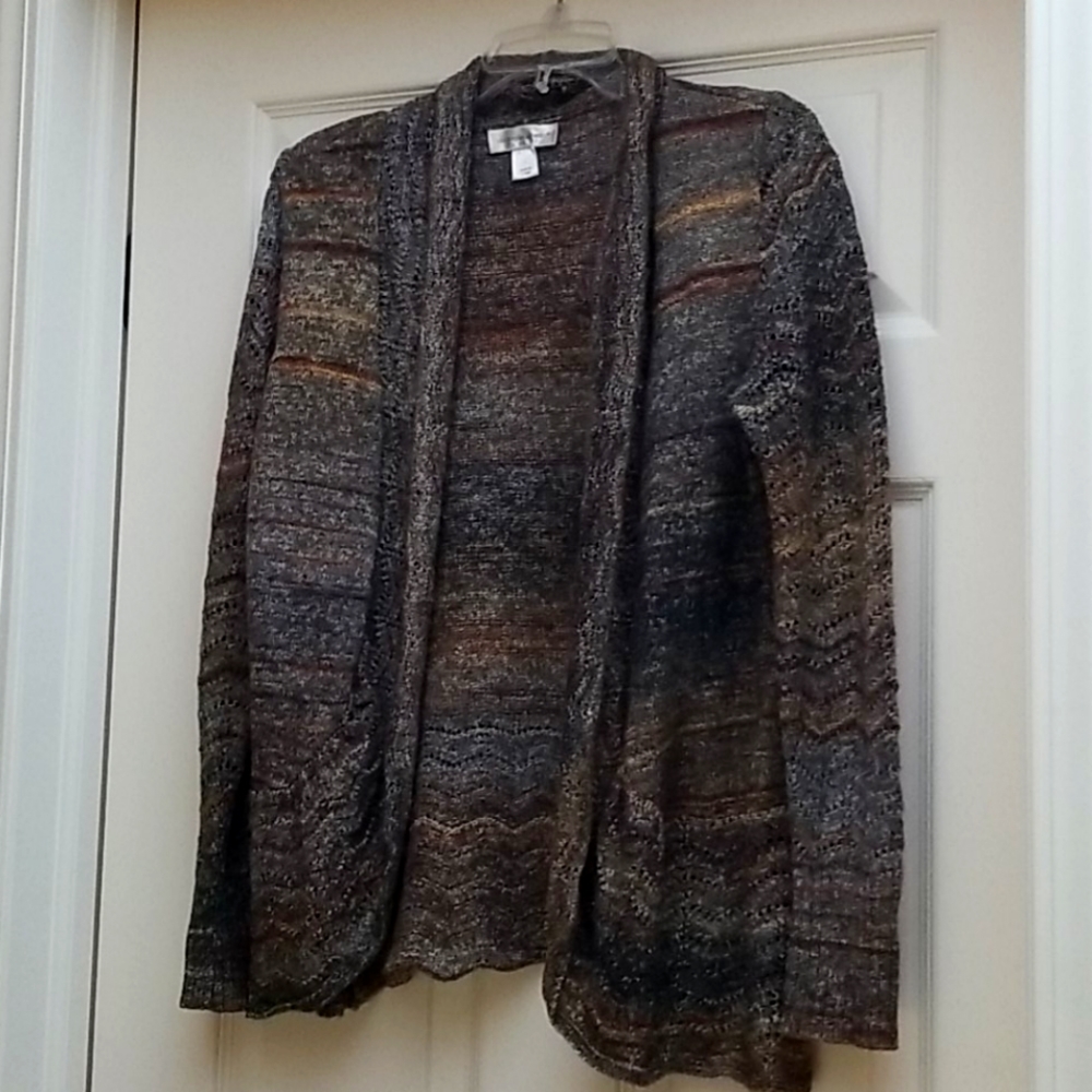 EUC L C&B Light Open Front Cardigan with Scallop